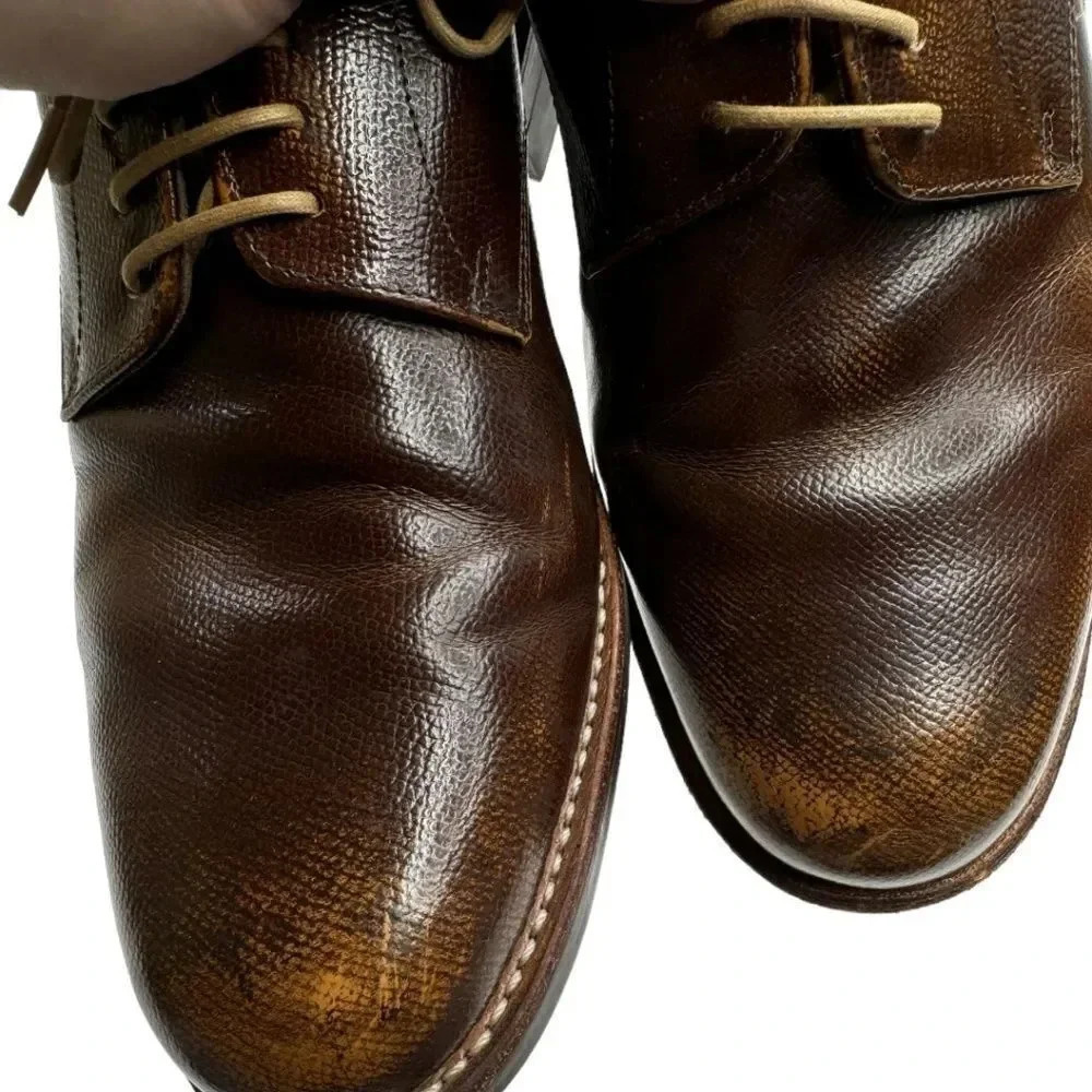 Grenson Curtis Derby Shoes Brown Leather Goodyear Welted Men’s US 9 UK 8.5 - Picture 10 of 15